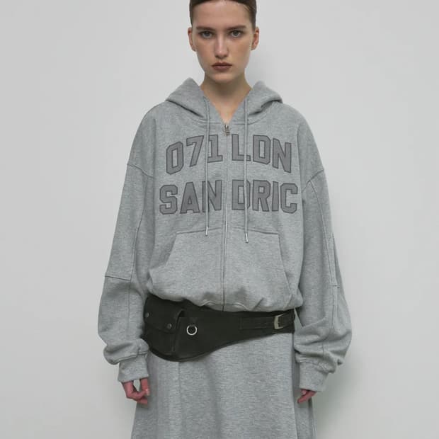 샌드릭 오버핏 후드 집업 멜란지 그레이