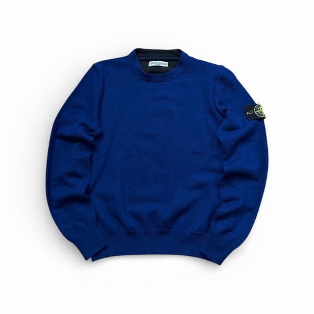 Stone island 블루 크루넥 울 니트