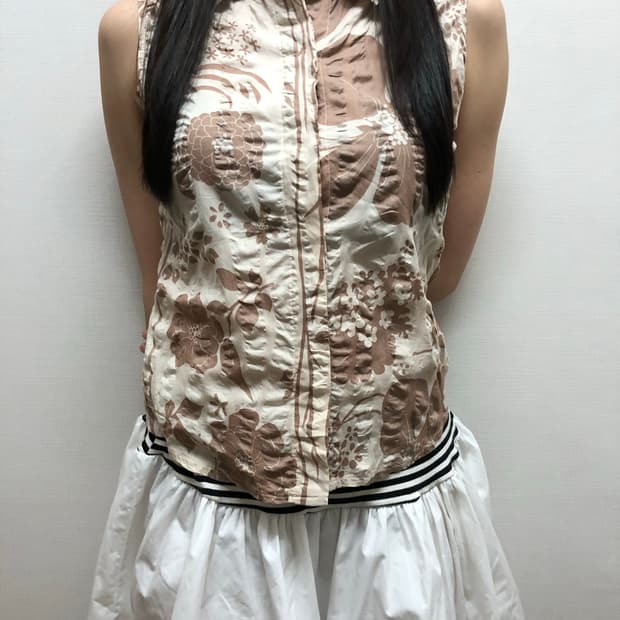 빈티지 인디핑크 플라워 블라우스