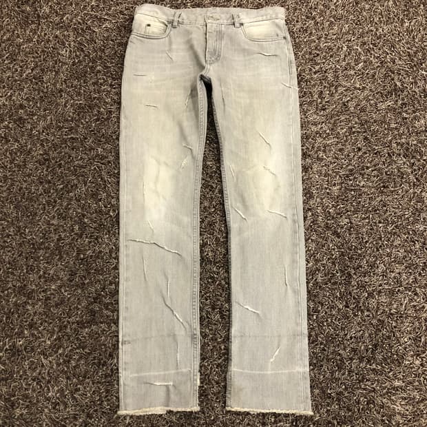 메종마르지엘라 그레이 디스 컷팅진 데님 팬츠