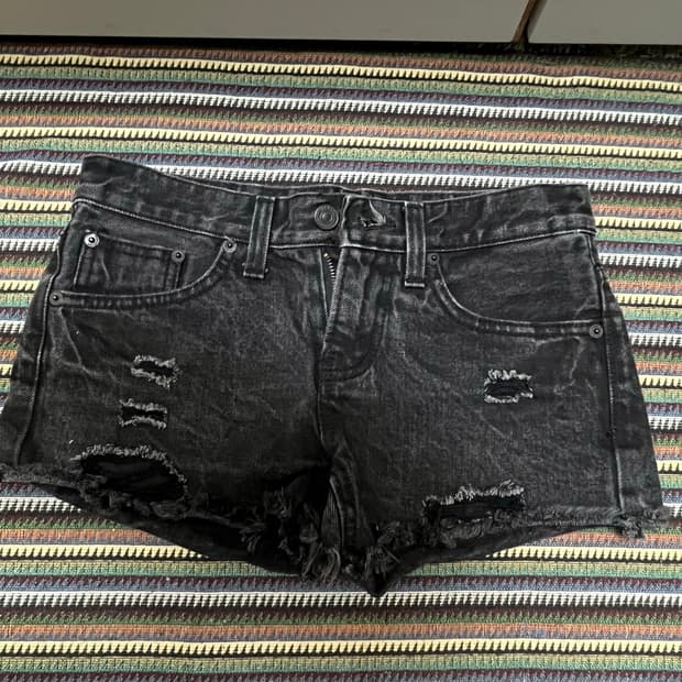 흑청 블랙 데님 팬츠 반바지