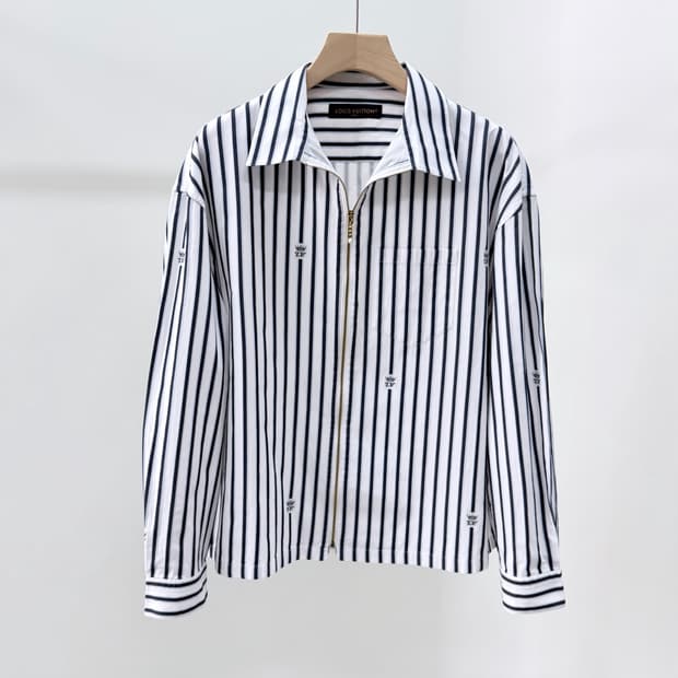[S+급/XL] 25SS 루이비통 LV 로고 스트라이프 집업 셔츠