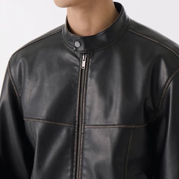 무신사스탠다드 페이디드 신세틱 레더 레이서 재킷