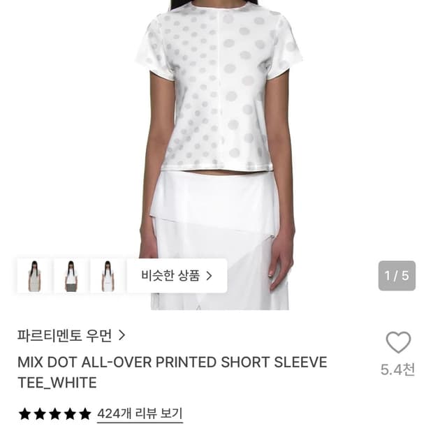 파르티멘토 우먼 화이트 도트 반팔티