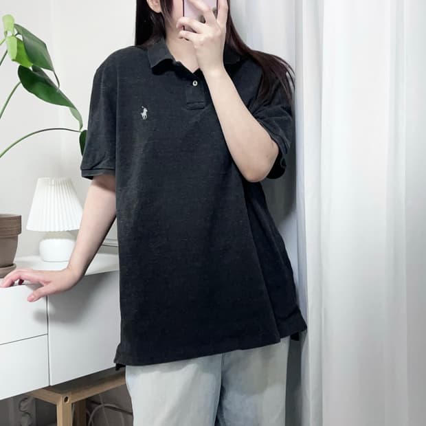 폴로 딥챠콜 / 실버포니 반팔카라티 [ XL ]