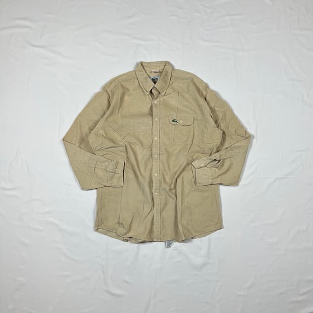 80’s 라코스테 lacoste 로고 코듀로이 포켓 셔츠 남방