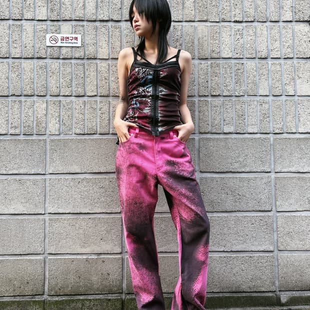 나체 스프레드 트윌 집업 부츠컷 팬츠