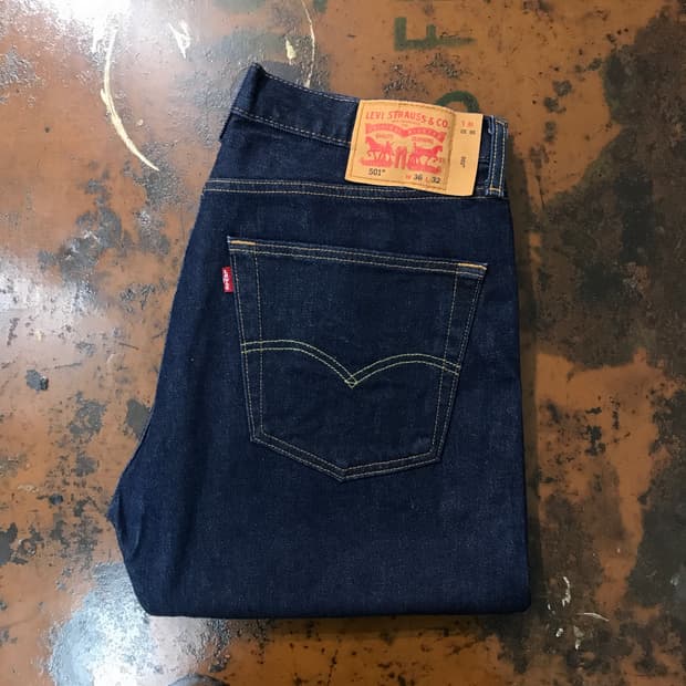 리바이스 501 진청 인디고 생지 데님 팬츠 허리 35 36 사이즈