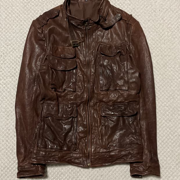 광희시장 웨스턴 무드 램스킨 양가죽 레더 자켓 브라운