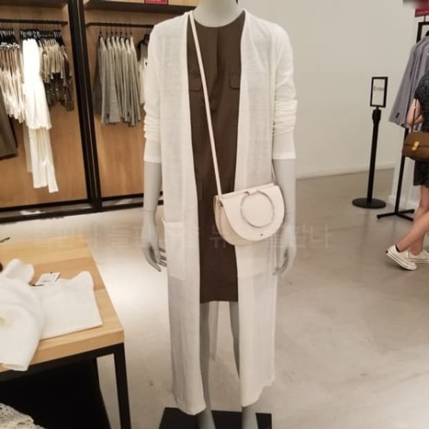 theory 띠어리 크림 아이보리 울린넨혼방 백슬릿 오픈 롱가디건