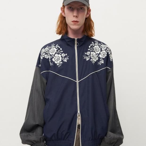 프롬아를 플라워 자수 80S 트랙자켓 남성용 L사이즈
