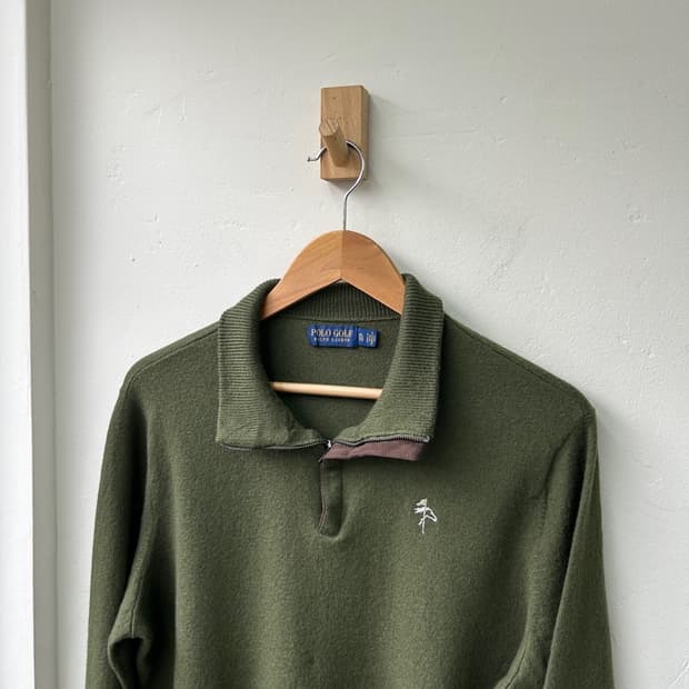 16332 - 폴로 랄프로렌 골프 카키 반집업 울 니트 (울 100%)
