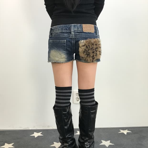 Jpn Y2k Leopard Fur Pocket Mini Pants