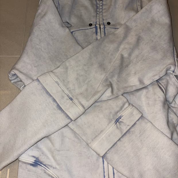 RHOMBUS PUNCHING HOODIE ZIP-UP_BLEACHED