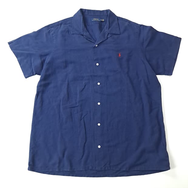 CK193 XL 폴로 린넨라이오셀 오픈칼라 네이비 반팔 셔츠 남방