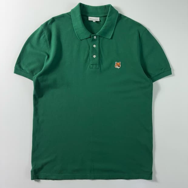 Maison kitsune  메종키츠네 폭스헤드 그린 반팔 카라티셔츠  