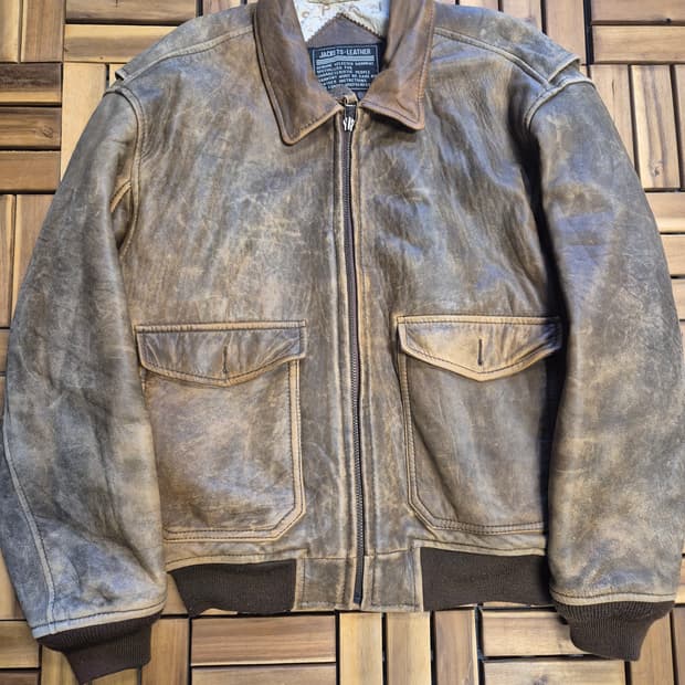 90s 램스킨 A-2 플라이트 레더 자켓