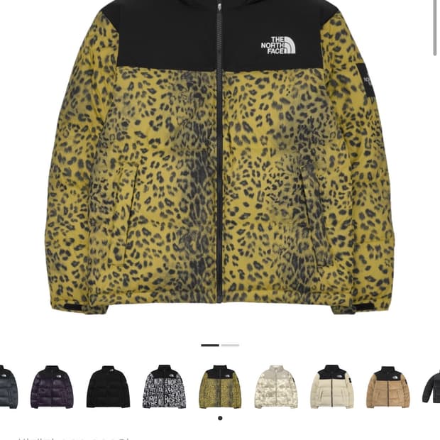 노스페이스 화이트 라벨 노벨티 눕시 다운 자켓 프린트 골드 m사이즈