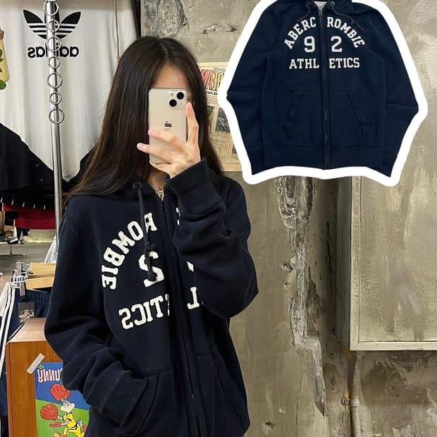 아베크롬비 후드집업 네이비 L #csz419