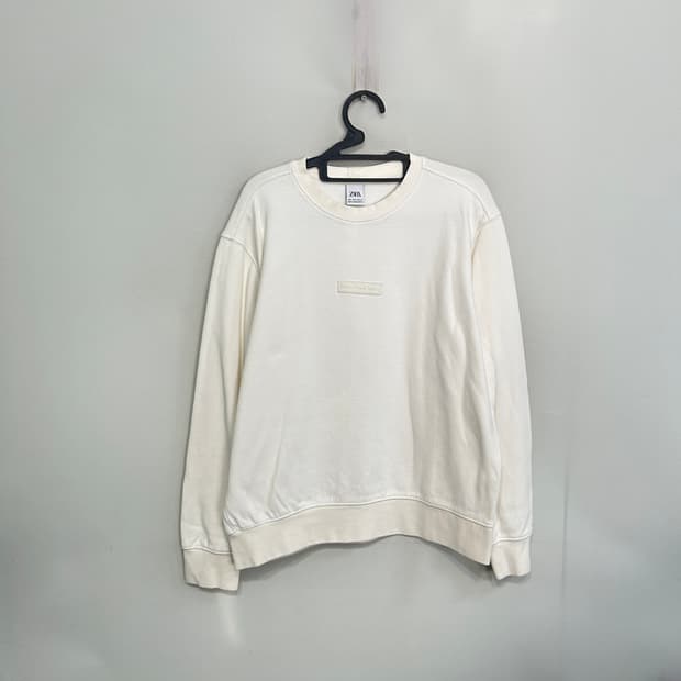 자라 남성 크림색 기모 맨투맨 L