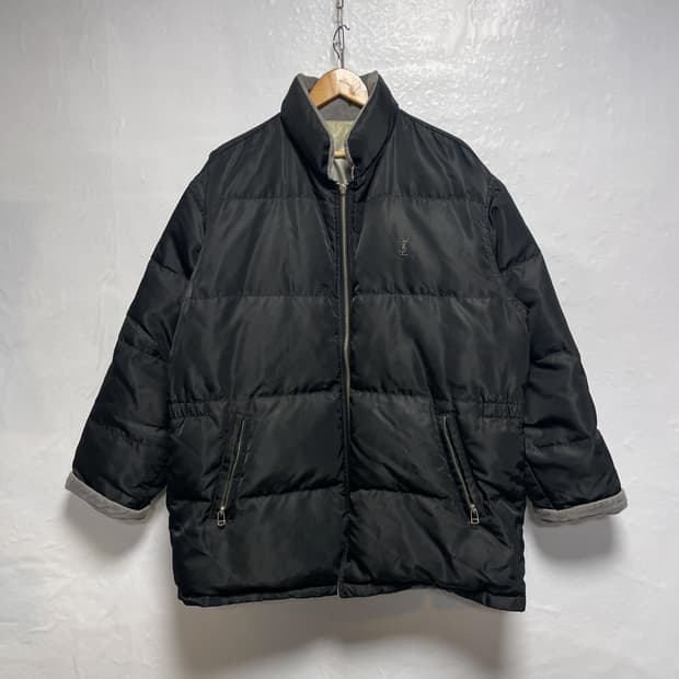입생로랑 리버시블 블랙/실버 다운 패딩 점퍼 105