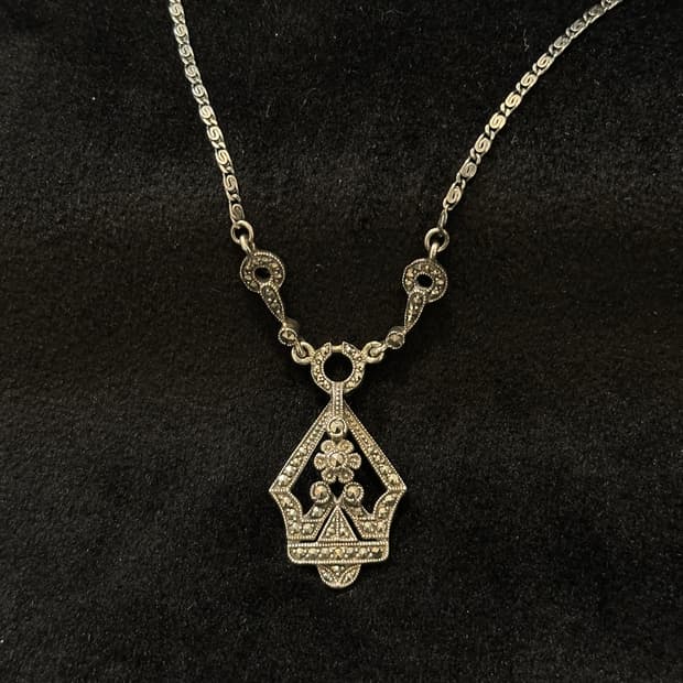 Vintage marcasite 925silver necklace