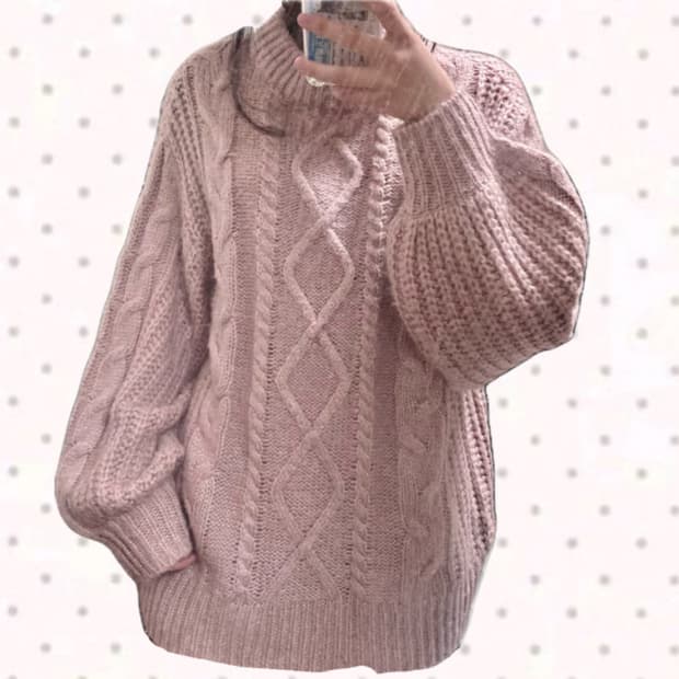 갸루 러블리 핑크 니트 로걀 히메