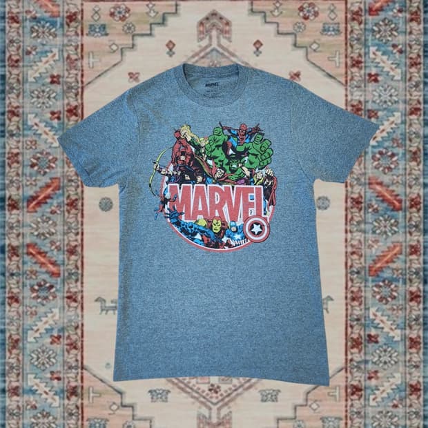 Marvel Vintage 어벤져스 일본판 카툰 프린팅 반팔 티셔츠 M