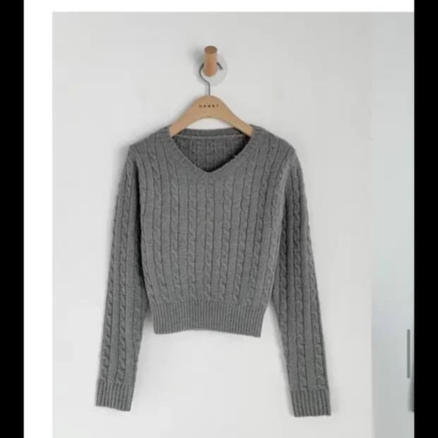 꽈배기니트 그레이색상