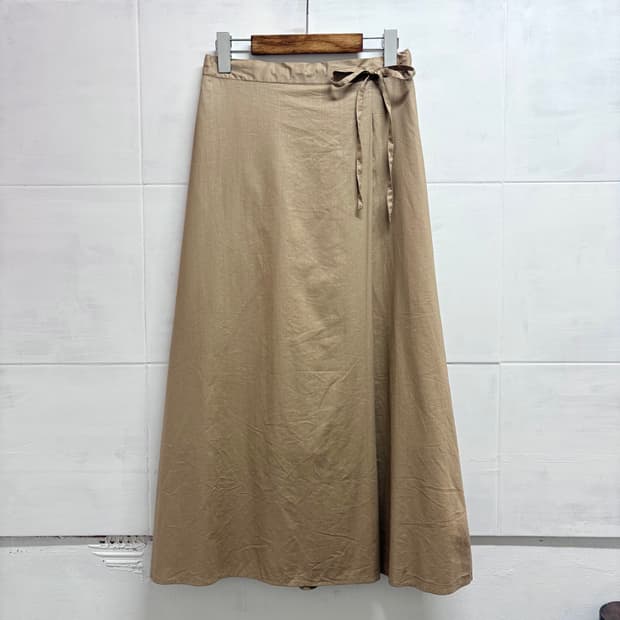 IKKA 베이지 카멜 리본 롱 스커트 M JPN