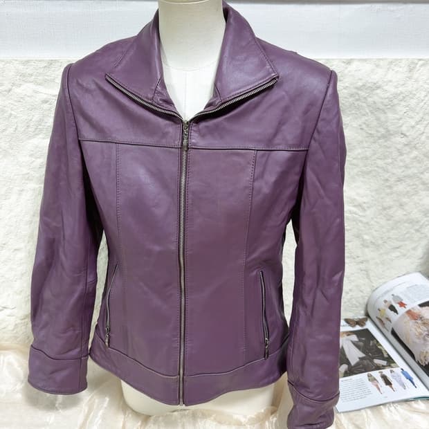빈티지 가치 다크 보라 양가죽자켓