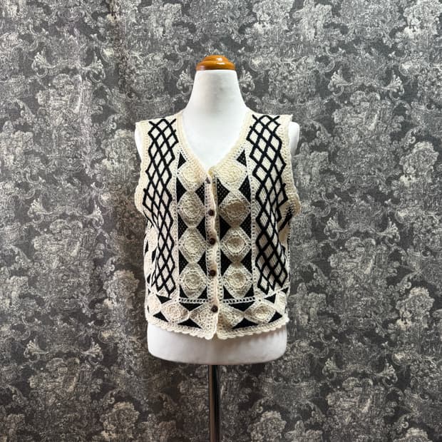 빈티지 뜨개 니트 조끼