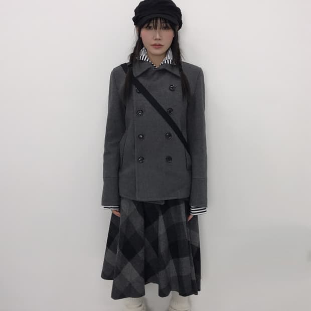 Jpn Gray Wool-Nylon Blend Peacoat