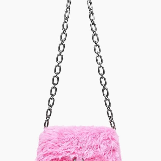 (정품/새상품) 발렌시아가 여성 핑크 페이크퍼 다운타운 숄더백 XS