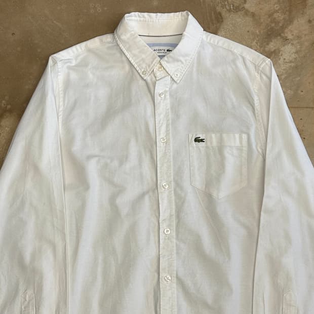 M 라코스테 레귤러핏 화이트 코튼 셔츠