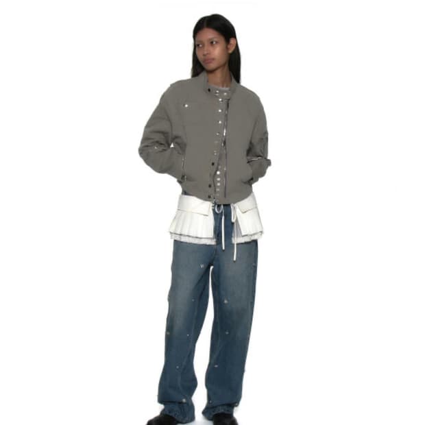 파르티멘토 _턴오버 플리티드 랩 스커트 _화이트