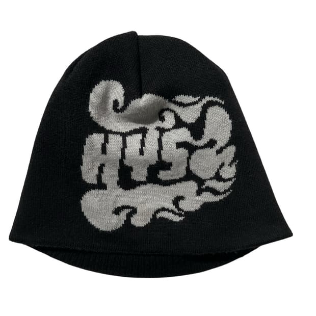 히스테릭 글래머 플레임 로고 유니섹스 비니 블랙