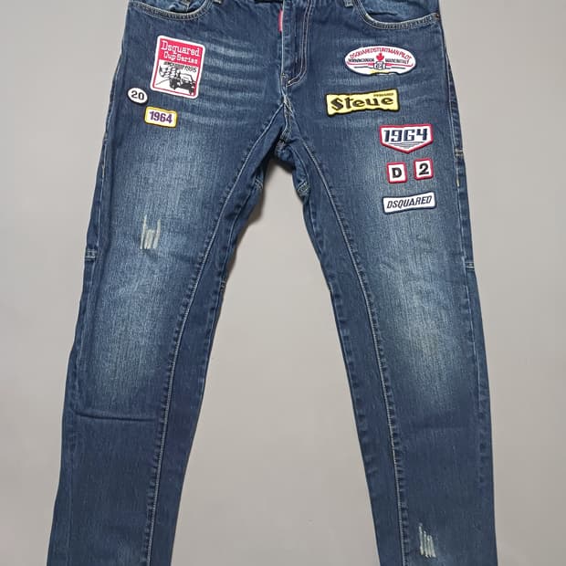 [36] 디스퀘어드2 자수패치 바이커진 청바지