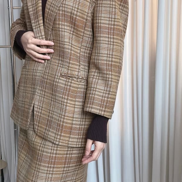 빈티지 체크 투피스 셋업