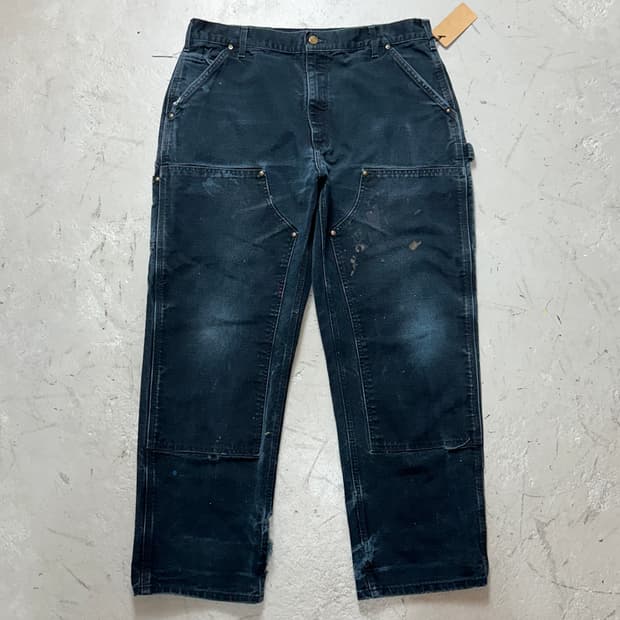 OG USA Made 칼하트 B01 더블니 블랙 칼하트 썩블니 워크팬츠