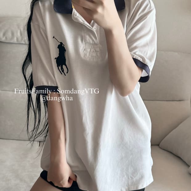 폴로 랄프로렌 빅포니 화이트 네이비 반팔