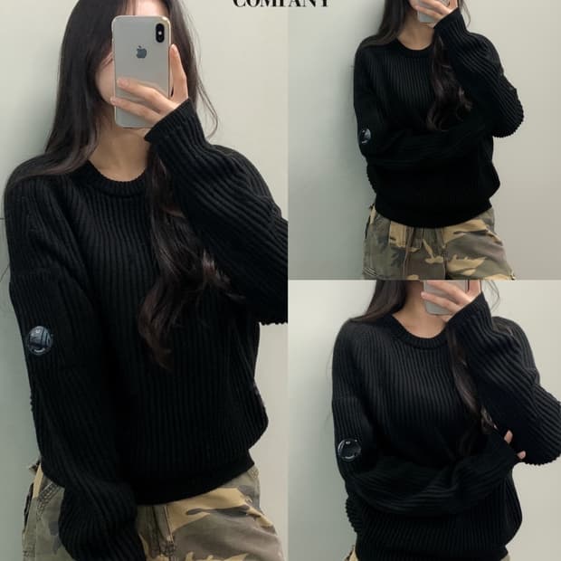 C.P company 씨피컴퍼니 메리노울 렌즈 패치 니트 