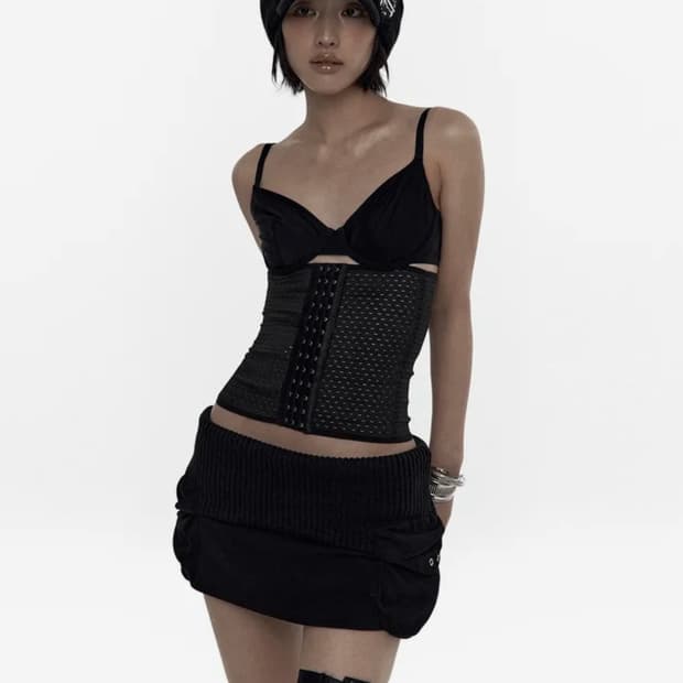 카시코 Knit Micro Skirt Black S