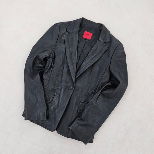 [66] ROBO 로보 여성 80s 원버튼 양가죽 레더 자켓 0120Y2