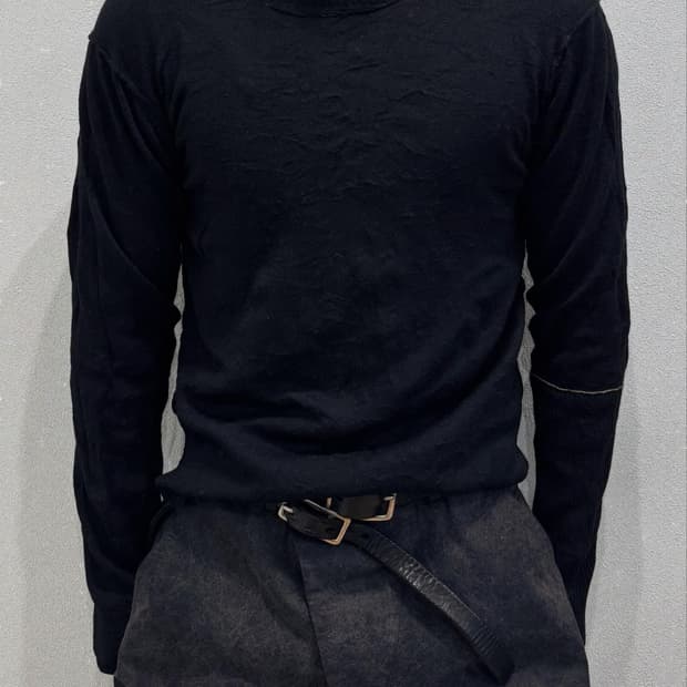 요지야마모토 뿌르옴므 17aw 크링클 컷오프 니트