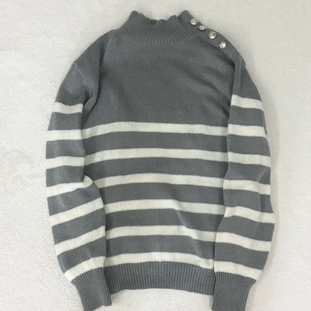 일본빈티지 큐빅 스트라이프 니트 니혼진너드히메갸루