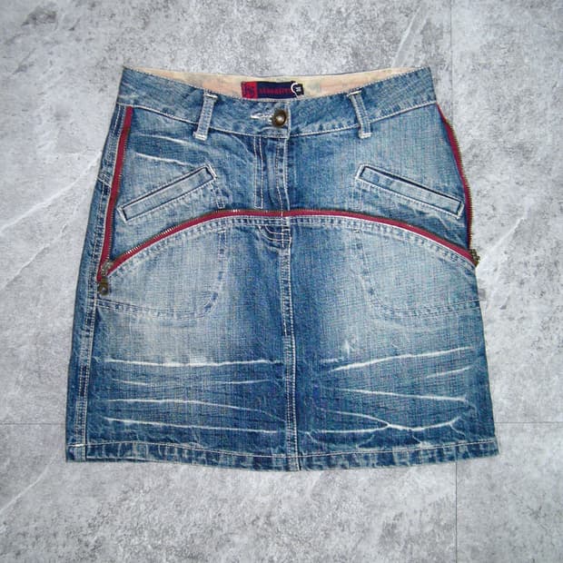 Xianoniren Zip Denim Mini Skirt