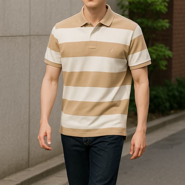 폴로 랄프로렌 스트라이프 반팔 카라티_L