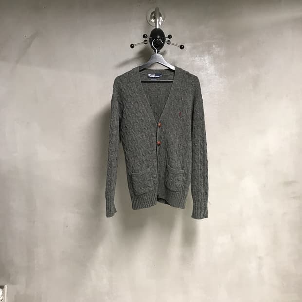폴로 랄프로렌 케이블 니트 가디건 그레이 90