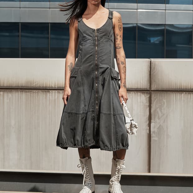 오픈와이와이 워싱 원피스 FIELD POCKET ZIP DRESS 챠콜